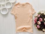 9,10 років, зріст 140 Персикова футболка в рубчик стретч - зображення 1