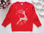 4,5 років, зріст 110 Червоний новорічний светр з оленем - зображення 1