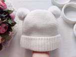 12-24 міс, Тепла дитяча в'язана шапка на хб підкладці унісекс - зображення 1