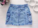 7,8 років, зріст 128 Блакитна дитяча джинсова спідниця з накладними кишенями - зображення 5