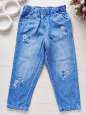 4,5 лет, рост 110 Свободные голубые джинсы на резинке для девочки - зображення 1